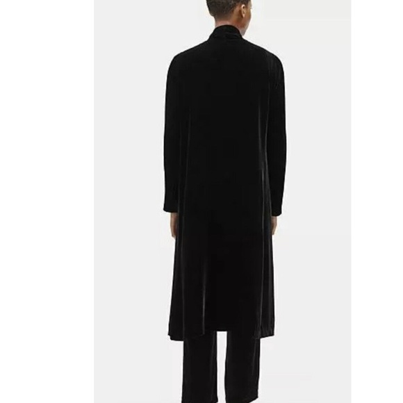 NWT EILEEN FISHER BLACK VELVET SHAWL COLLAR LONG JACKET $438 COAT sold out - Picture 3 of 12